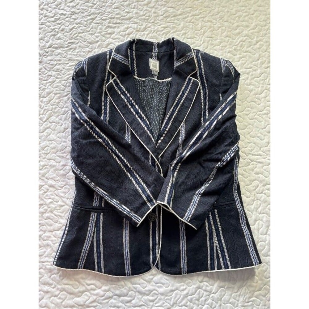 JCP Womens Navy Blue Work Blazer Jacket Button Up size medium